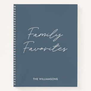 Elegant Modern Grey Script Cooking Family Recipe Notebook