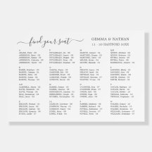 Elegant Modern Grey Script Wedding Seating Chart