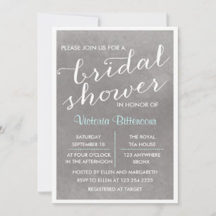 Elegant Modern Grey Watercolor Bridal Shower Invitation