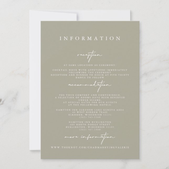Elegant Modern Grey Wedding Enclosure Cards (Front)