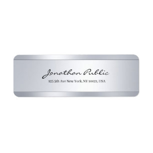 Elegant Modern Hand Script Silver Return Address