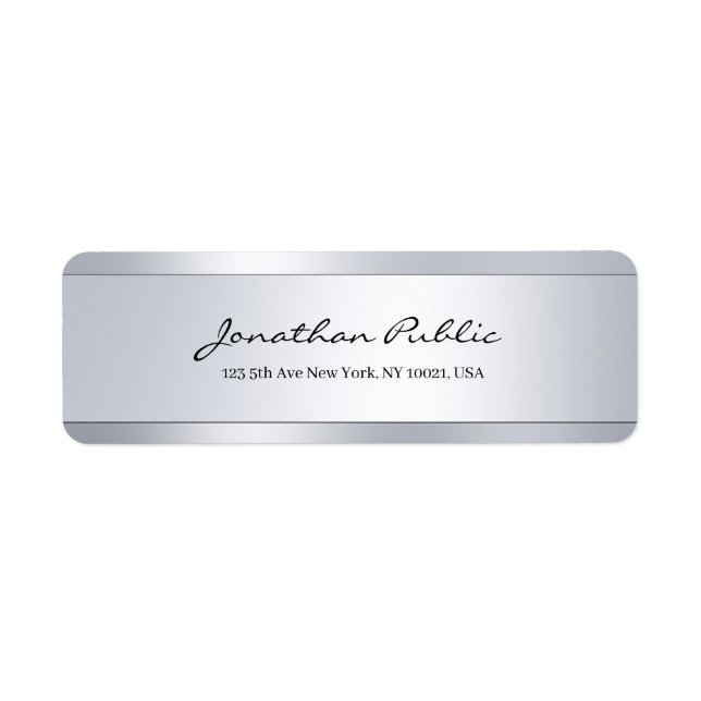 Elegant Modern Hand Script Silver Return Address (Devant)