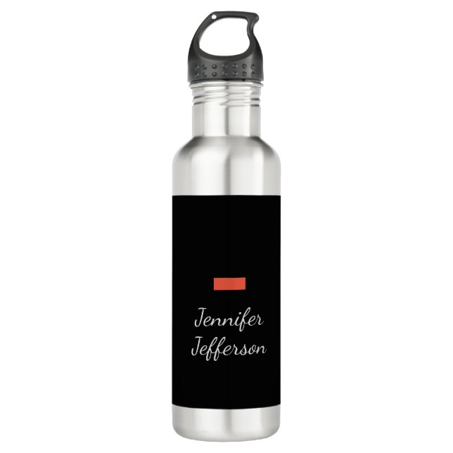 Elegant Modern Handwriting Plain Black 710 Ml Water Bottle (Front)