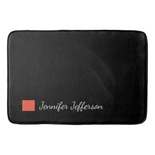 Elegant Modern Handwriting Plain Black Bath Mat