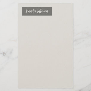 Elegant Modern Handwriting Plain Professional Gray Stationery
