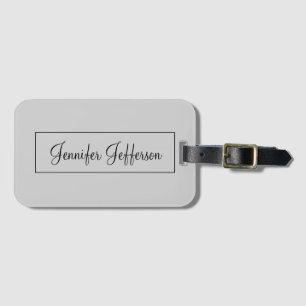 Elegant Modern Handwriting Plain Professional Grey Luggage Tag