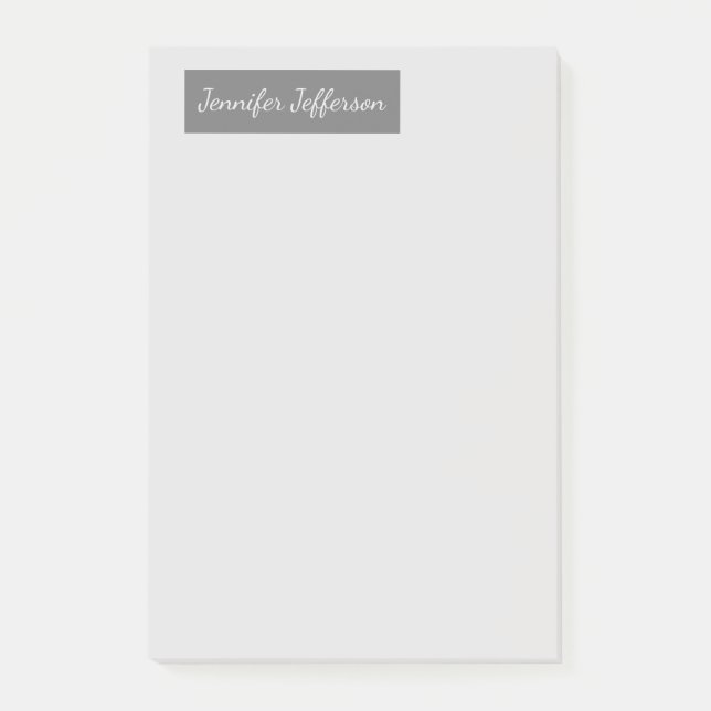 Elegant Modern Handwriting Plain Professional Grey Post-it Notes (Front)