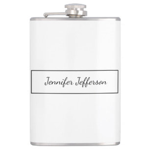 Elegant Modern Handwriting Plain Professional Hip Flask