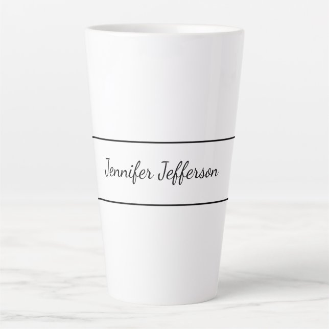 Elegant Modern Handwriting Plain Professional Latte Mug (Front)
