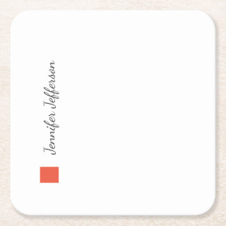 Elegant Modern Handwriting Plain Professional Square Paper Coaster