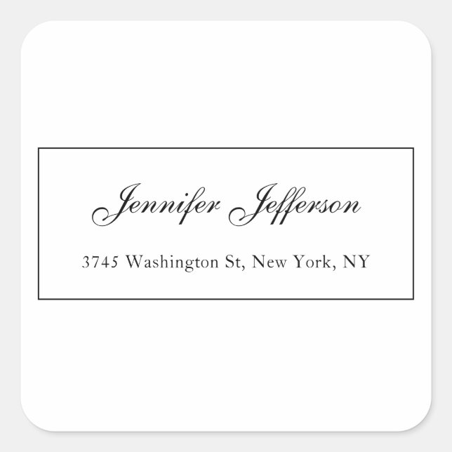 Elegant Modern Handwriting Plain Professional Square Sticker (Front)