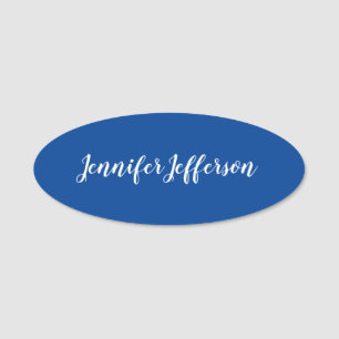 Elegant Modern Handwriting Professional Deep Blue Name Tag