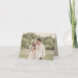elegant modern handwriting script wedding photo thank you card