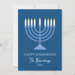 Elegant Modern Hanukkah Menorah Holiday Card