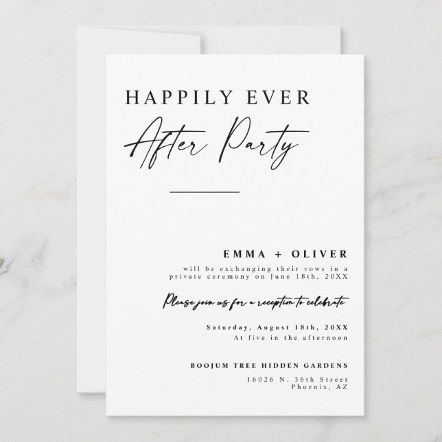 Elegant Modern Happily Ever After QR Code Photo Invitation (Front)