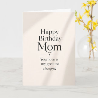 Elegant Modern Happy Birthday Mom Minimal Quote  Card