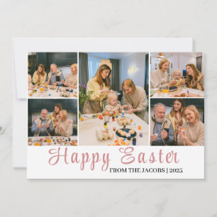 Elegant Modern Happy Easter Eggs, family 6 photo  Holiday Card