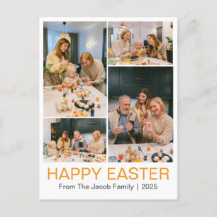 Elegant Modern Happy Easter family Four photo Holiday Postcard