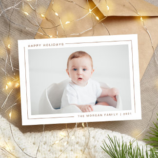 Elegant Modern Happy Holidays Photo Card