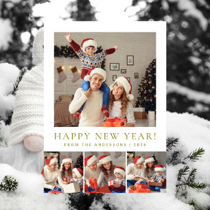 Elegant Modern Happy New Year 2026 Family Photo Holiday Card