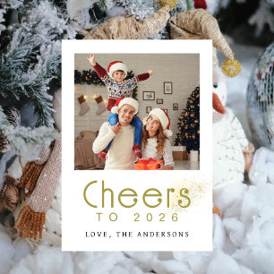Elegant Modern Happy New Year 2026 Family Photo Holiday Card