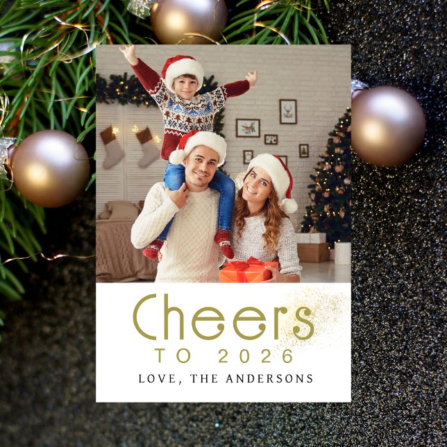 Elegant Modern Happy New Year 2026 Family Photo Holiday Card (Creator Uploaded)