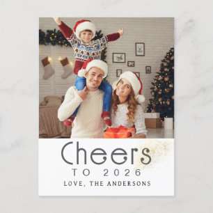 Elegant Modern Happy New Year 2026 Family Photo Holiday Postcard