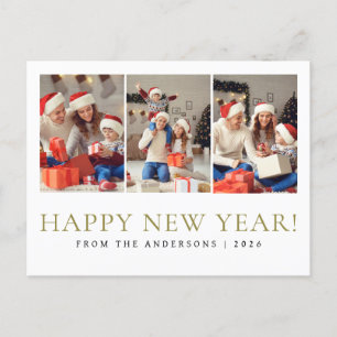 Elegant Modern Happy New Year Family Photo Holiday Postcard