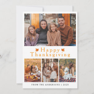 Elegant Modern Happy Thanksgiving Autumn Photo Holiday Card