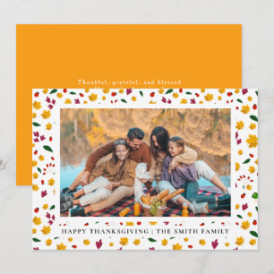 Elegant Modern Happy Thanksgiving Autumn Photo Holiday Card