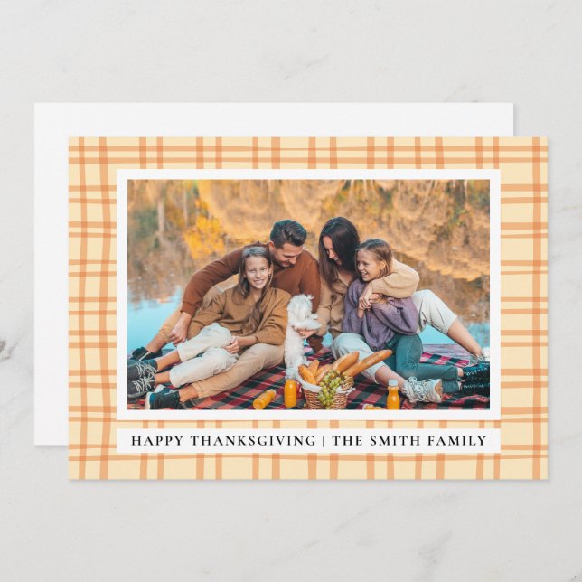 Elegant Modern Happy Thanksgiving Autumn Photo Holiday Card (Front/Back)