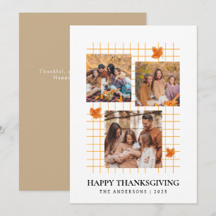 Elegant Modern Happy Thanksgiving Autumn Photo Holiday Card