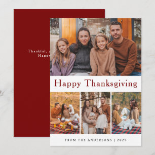 Elegant Modern Happy Thanksgiving Autumn Photo Holiday Card