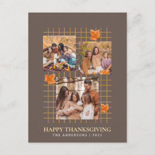 Elegant Modern Happy Thanksgiving Autumn Photo Holiday Postcard