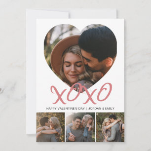Elegant Modern Happy Valentine's Day 4 Photo Holiday Card