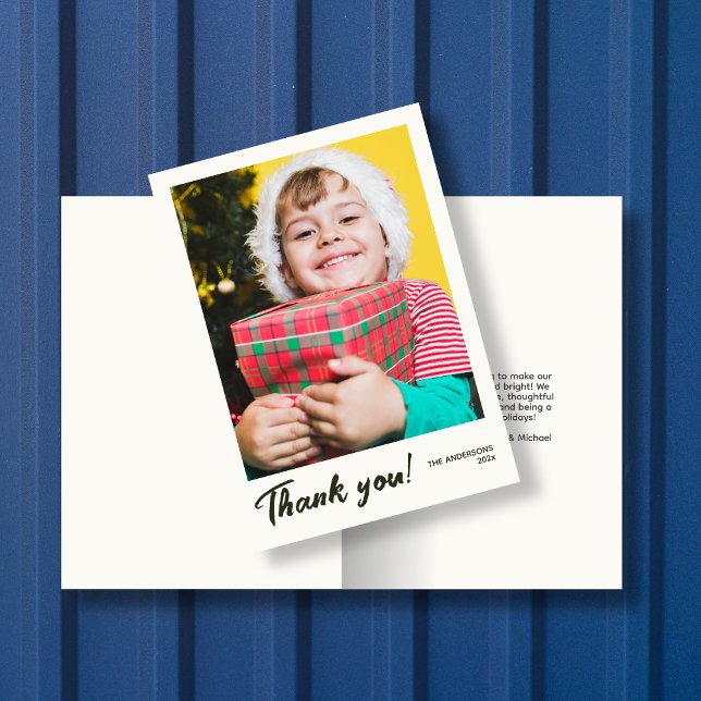 Elegant Modern Holiday Photo Thank You Card (Creator Uploaded)
