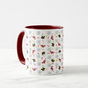 Elegant Modern Holly Leaves Cute Winter Christmas Mug