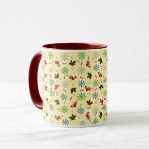 Elegant Modern Holly Leaves Cute Winter Christmas Mug