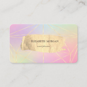Elegant Modern Holographic Gold Brush Stroke Lines Business Card
