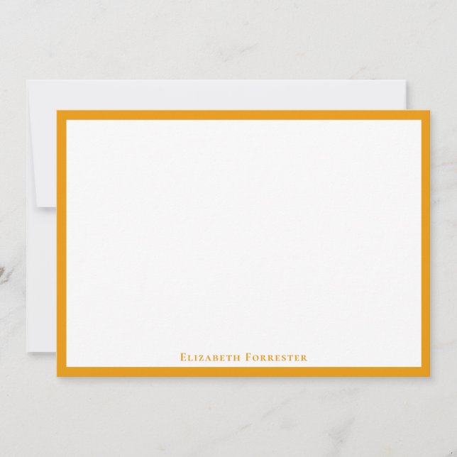 Elegant Modern Honey Border Flat Note Card (Front)