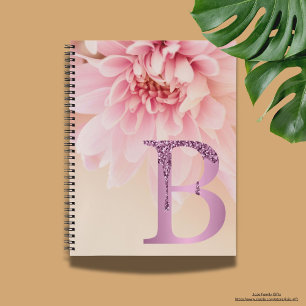 Elegant modern initial B l Glitter and flower Notebook