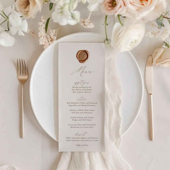 Elegant Modern Ivory Calligraphy Wedding Menu Invitation (Elegant Modern Ivory Calligraphy Wedding Menu )