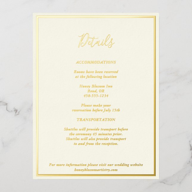 Elegant Modern Ivory Details Gold Foil Card (Front)