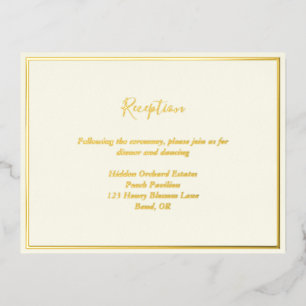 Elegant Modern Ivory Gold Foil Reception Card