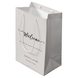 Elegant Modern Ivory Wedding Welcome Gift Bags
