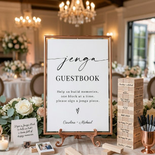 Elegant Modern Jenga Guest Book Wedding Sign