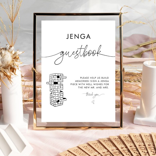 Elegant Modern Jenga Guest Book Wedding Sign (Creator Uploaded)