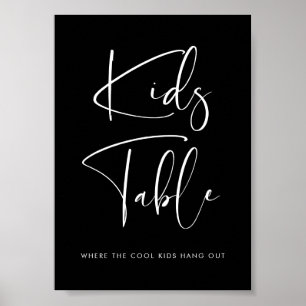 Elegant & Modern Kids wedding Black table sign