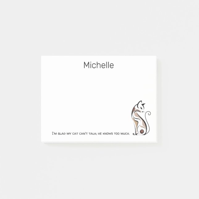 Elegant Modern Kitty,Cat Mom, Funny Personalized Post-it Notes (Front)