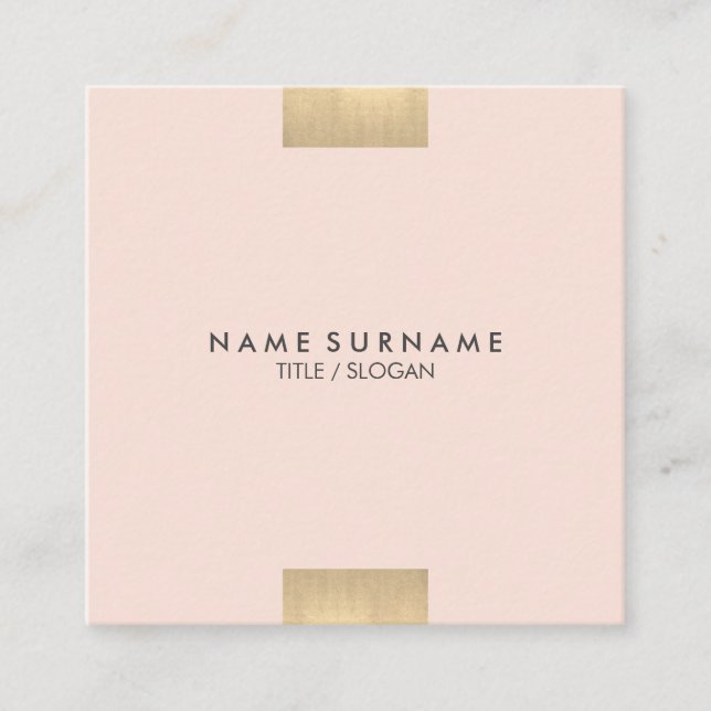 Elegant Modern Kraft Printed Gold Chic Pastel Pink Square Business Card (Front)